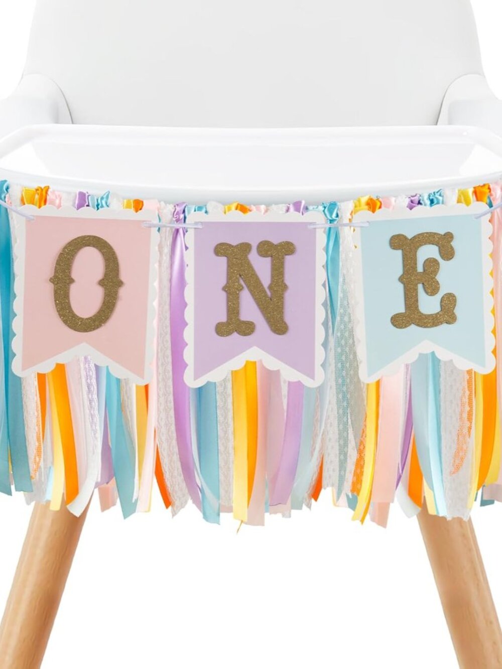 Rainbow High Chair Banner for 1st Birthday - Pre - Strung